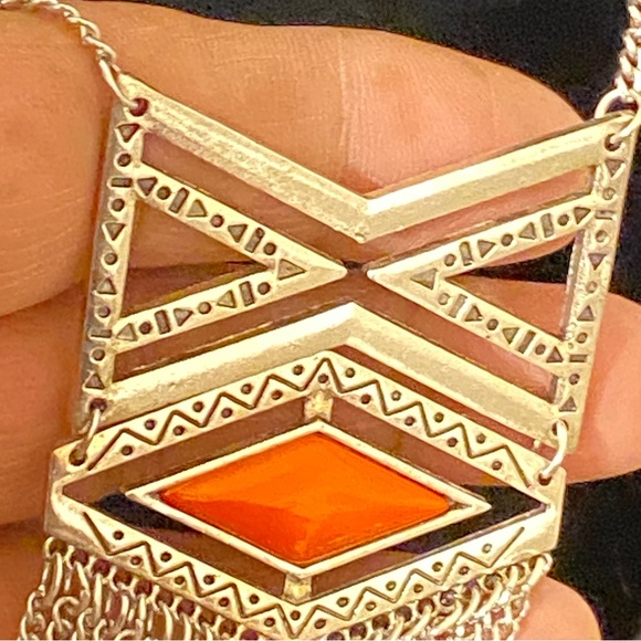 NWT Paparazzi Tribal By Fire Orange Long Chain Necklace and Earrings Set - Picture 4 of 11